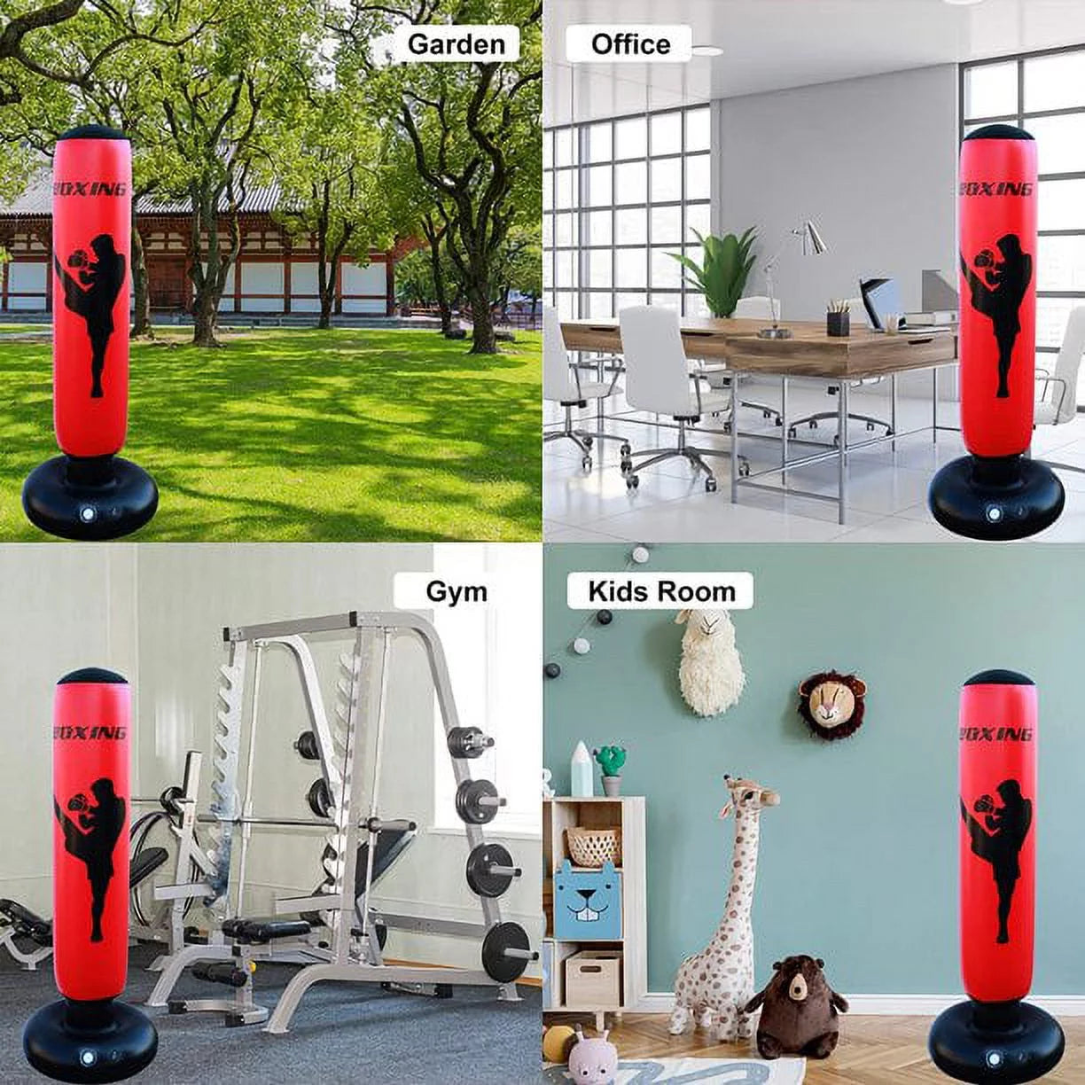 Punching Bag, Freestanding Kickboxing Heavy Standing Punching Boxing Bag, with Stand, for Kids, Men and Women, Teens and Youth, at Home, Gym or Office