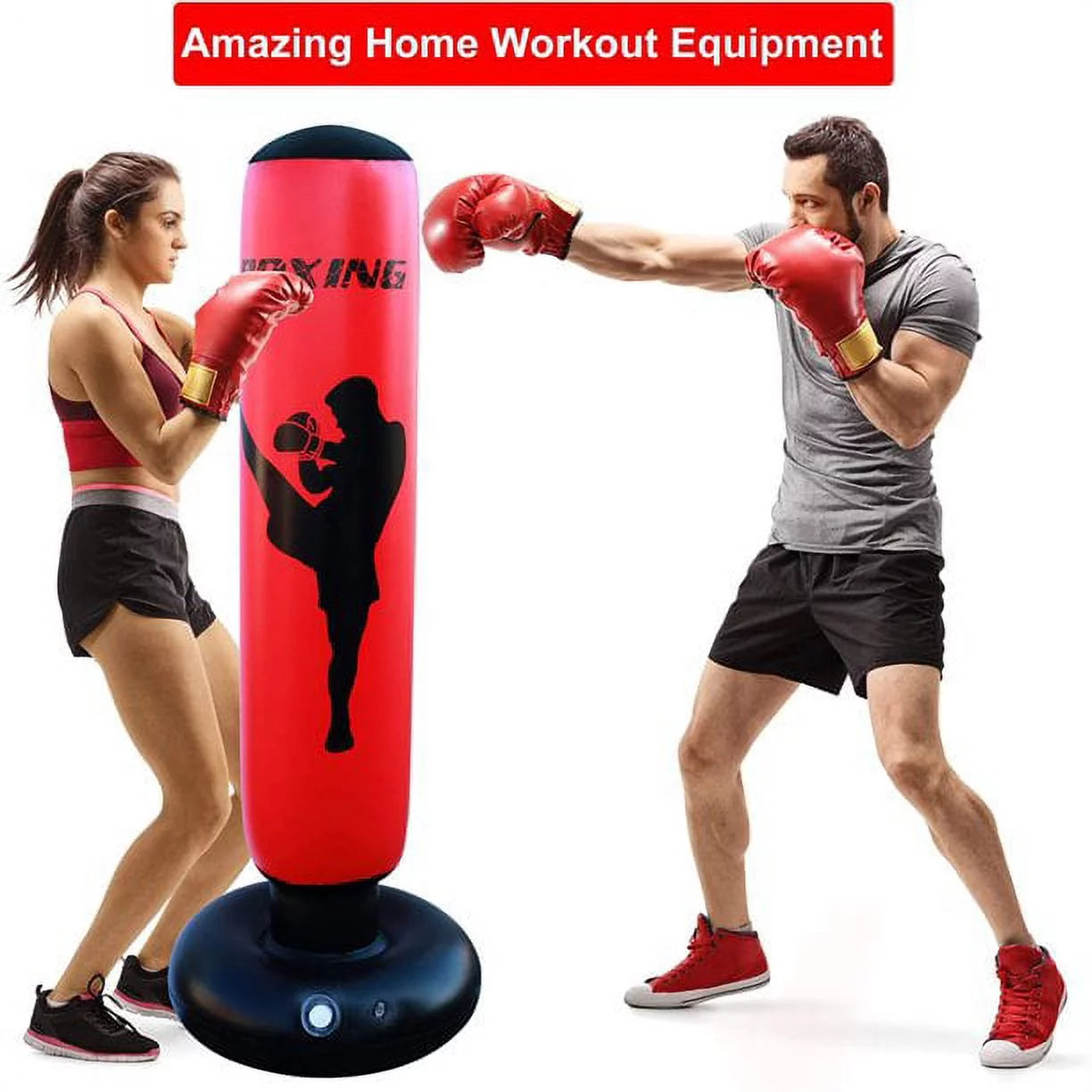 Punching Bag, Freestanding Kickboxing Heavy Standing Punching Boxing Bag, with Stand, for Kids, Men and Women, Teens and Youth, at Home, Gym or Office