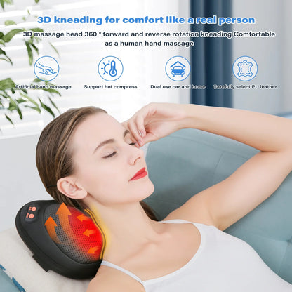 Neck Massager, Shiatsu Massager Pillow with Heat, Electric Back Massager for Shoulder, Back, Leg, Deep Tissue Kneading Massage to Relax Muscles, Massage Pillow Gift for Women/Men