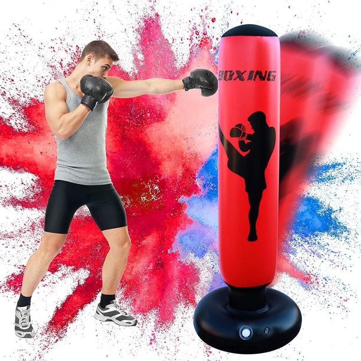 Punching Bag, Freestanding Kickboxing Heavy Standing Punching Boxing Bag, with Stand, for Kids, Men and Women, Teens and Youth, at Home, Gym or Office