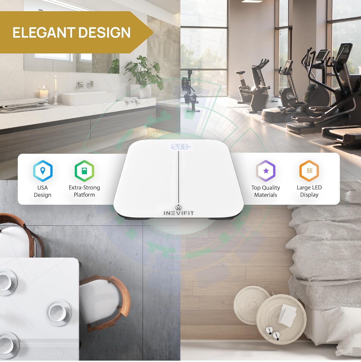 Smart Premium Bathroom Scale, Highly Accurate Bluetooth Digital Bathroom Body Weight Scale, Precisely Measures Weight & BMI for Unlimited Users