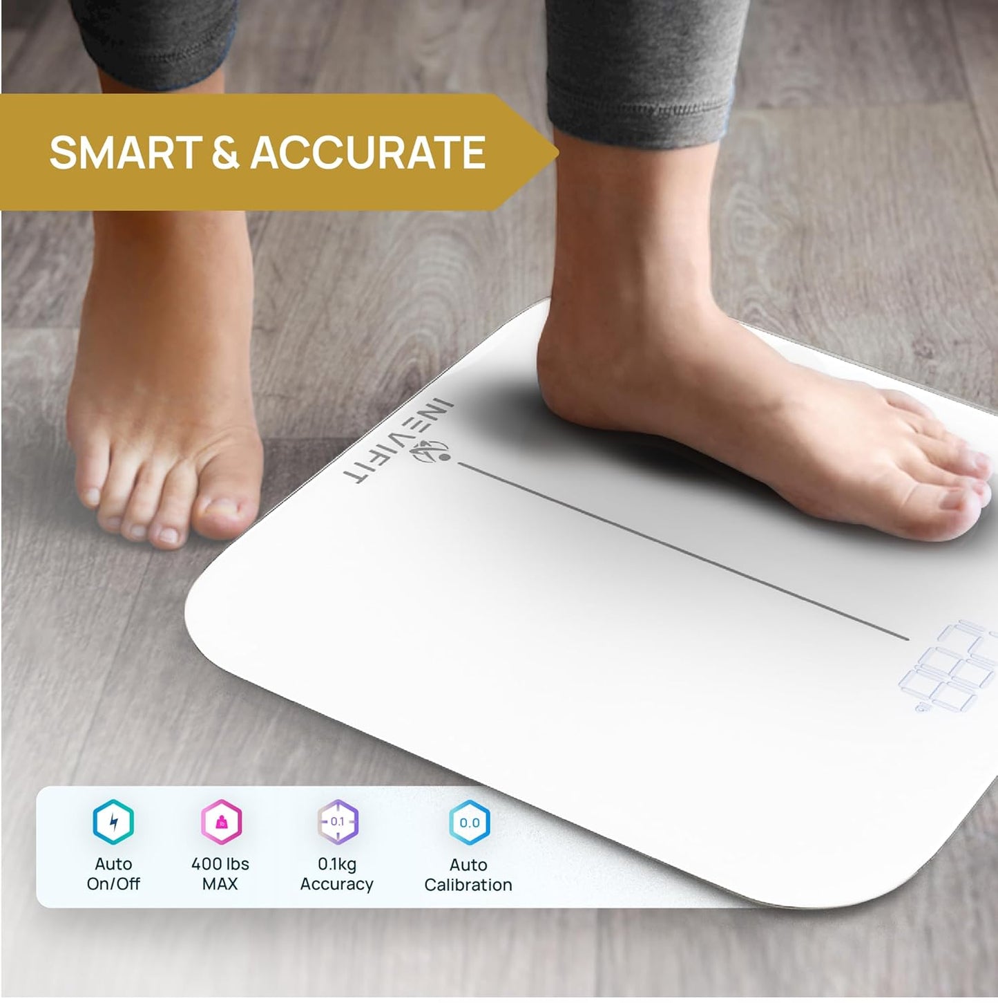 Smart Premium Bathroom Scale, Highly Accurate Bluetooth Digital Bathroom Body Weight Scale, Precisely Measures Weight & BMI for Unlimited Users