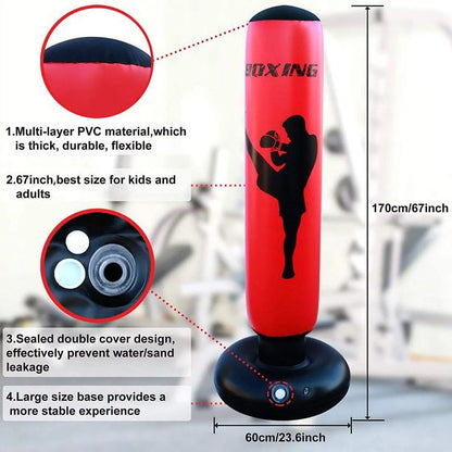 Punching Bag, Freestanding Kickboxing Heavy Standing Punching Boxing Bag, with Stand, for Kids, Men and Women, Teens and Youth, at Home, Gym or Office
